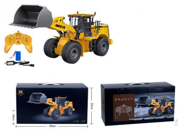 s-idee® S1567 Rc Radlader Bagger 1:24 mit 2,4 GHz schwenkbarer Schaufel Huina 1567