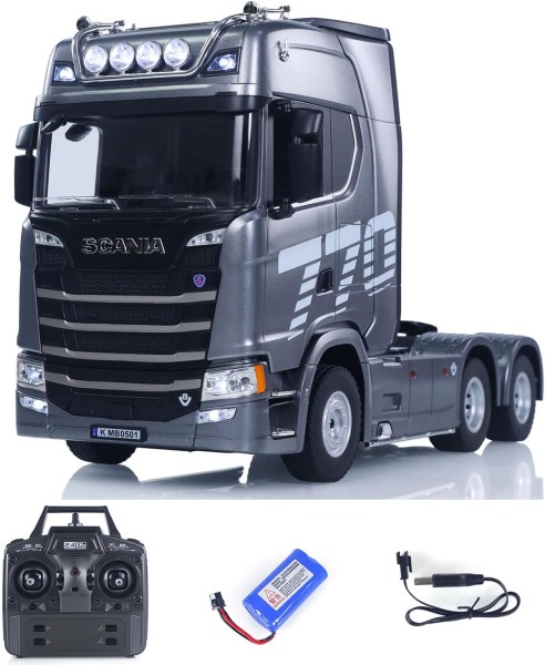 s-idee® 1501 silber Scania 770S 1/18 RC Truck Huina – RTR LKW mit Licht- & Soundeffekten 19CH-