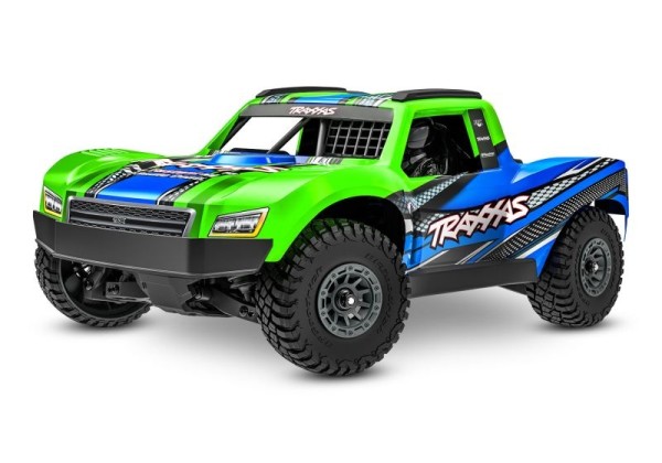 NEU TRAXXAS MINI-Slash BL-2S 4x4 grün 1/16 Short Course RTR Brushless, HD-Teile, mit 2S Lipo/Lader
