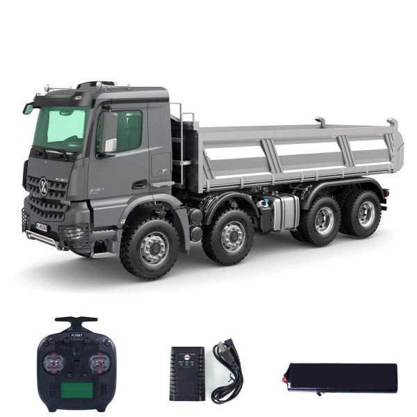 s-idee® Kabolite K3367 silber 1:14 8x8 RC Hydraulische Dump LKW 2,4 GHz ferngesteuert