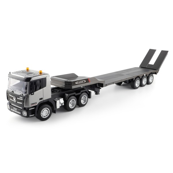 s-idee® 1318 grau RC Tieflader LKW Huina 1:24 9-Kanal Licht & Sound ferngesteuert mit 2,4GHZ