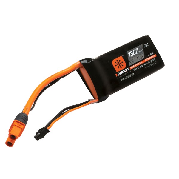 11.1V 1300mAh 3S 30C Smart LiPo Battery: IC3 Spektrum Accessories - SPMX13003S30M