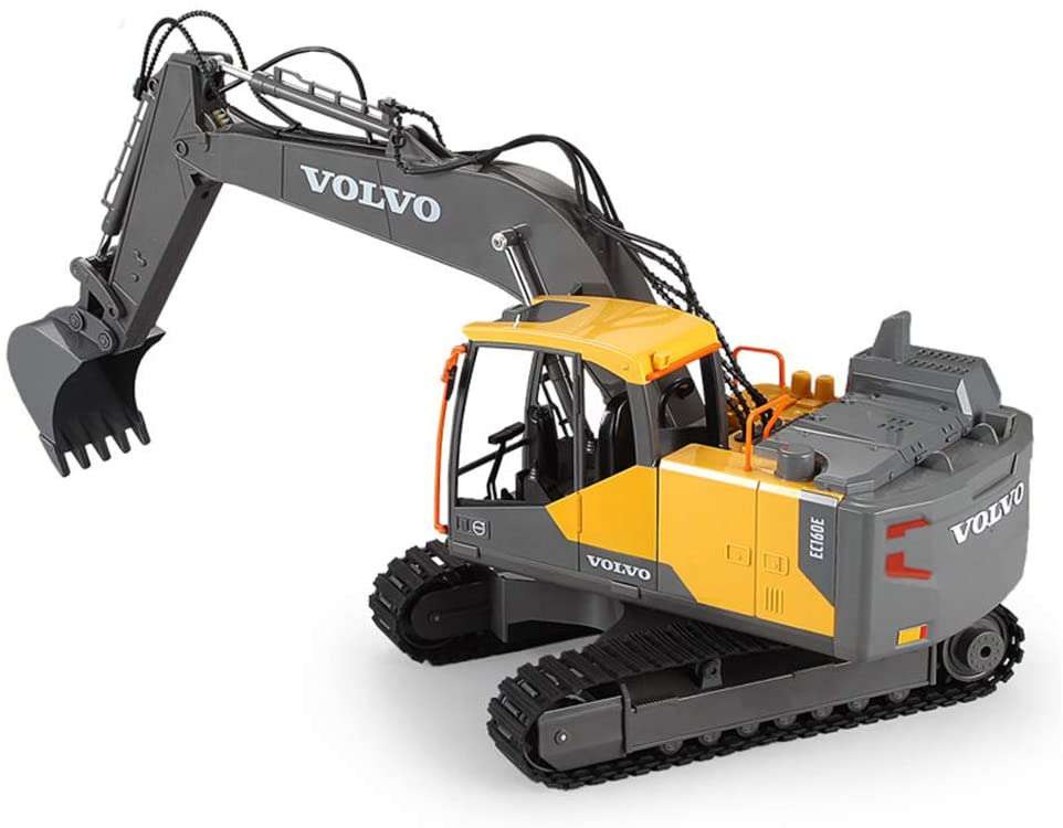 Efaso Volvo Pelleteuse RC E568 – Excavatrice Sous Licence Télécommandée 1:16 Avec 2 Batteries – Lumière/son, Pelle/grappeur/marteau-piqueur Et Nombreuses Possibilités De Commande