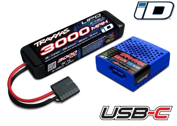 Completer-Kit USBC-Multi-Chemie Lader + 2s 3000mAh 7,4V Lipo