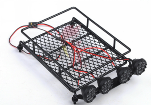 s-idee® Dachgepäckträger 1/10 Crawler mit LED´s 130x 102x x 7mm schwarz