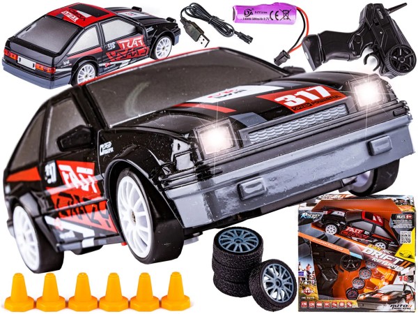 s-idee® SC24A07 Drift Car 1:24 Ferngesteuertes RC Auto schwarz rot