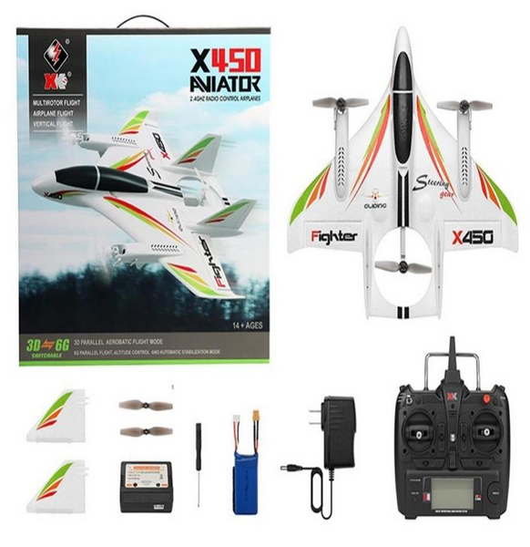 s-idee XK X450 RC VTOL Flugzeug – 6-Achs Brushless Fixed-Wing mit Vertikalstart 3s mit Akku& Usb Lad