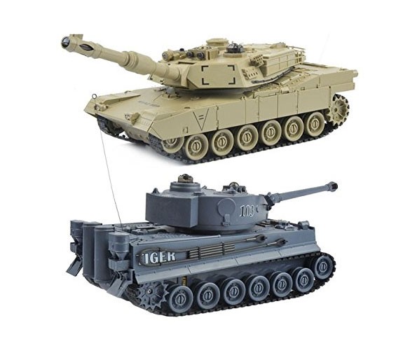 s-idee® 99822 2 x Battle Panzer 1:28 mit integriertem Infrarot Kampfsystem 2.4 Ghz RC R/C