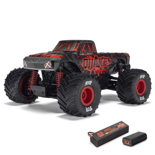 1/16 QUAKE GROM 4X4 RTR Brushed Monster Truck (Battery & Charger Included), Red 2S Kompatibel 30+