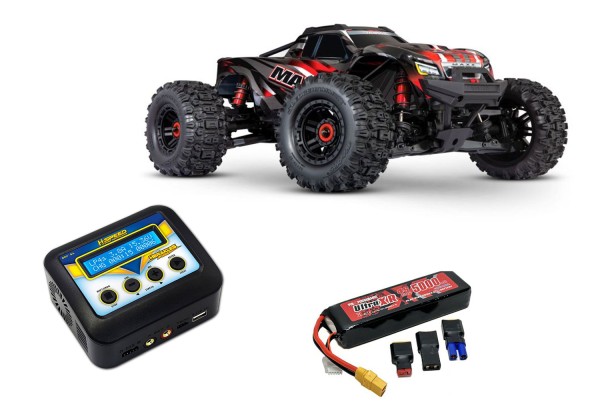 TRAXXAS WideMAXX 4x4 Rot 1/10 4S Monster-Truck RTR Brushless, mit Akku und Ladegerät