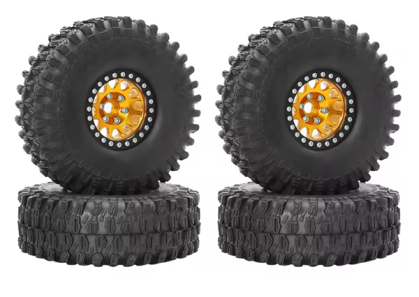 s-idee® 1.9 Reifen Rockstyre Beadlockfelgen Orange 4er Set TRX4 SCX10 1/10 Crawler 120x45mm 12mm