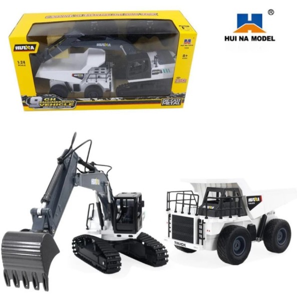 s-idee® 1559 RC Bagger & Dump Doppelpack Huina 1559 LKW 1:24 9 Kanal ferngesteuertes Baustellenset