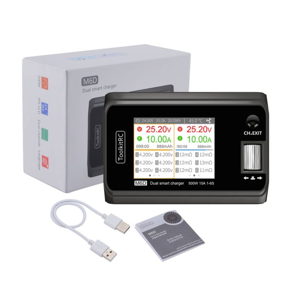 M6D LiPo 1-6S 15A 2 Kanal Ladegerät DC 7-28V