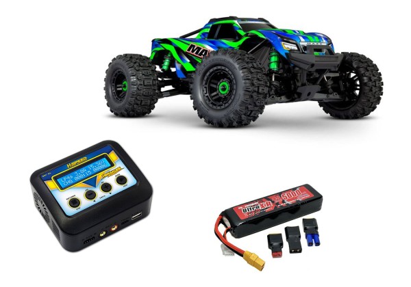 TRAXXAS WideMAXX 4x4 Grün 1/10 4S Monster-Truck RTR Brushless, mit Akku und Ladegerät