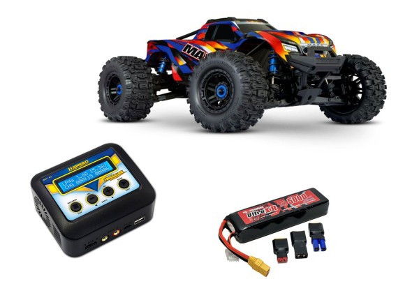 TRAXXAS WideMAXX 4x4 gelb 1/10 Monster-Truck RTR Brushless, mit Akku und Ladegerät