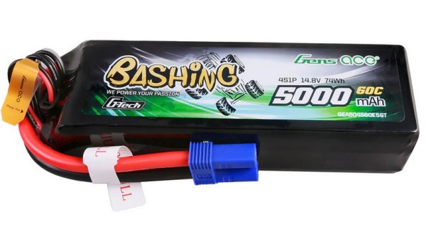 Gens Ace 4S 5000mAh 14,8V 60C G-Tech Lipo Akku mit EC5 Plug Bashing-Serie