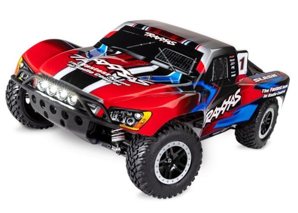 TRAXXAS Slash 4x4 rot 1/10 Short-Course RTR Brushed, mit Akku, Ladegerät und LED-Licht