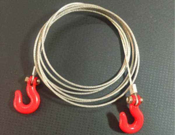 s-idee® Metall Abschleppseil für 1/10 1/8 Crawler mit roten Haken