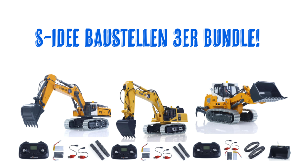 s-idee 3er Set 1:50 RC Laderaupe YG636/ YG520 RC-Bagger/ K970 RC-Bagger