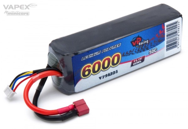 VAPEX Li-Po Battery 3S 11,1V 6000mAh 50C T-Connector 138.5 x 43.7 x 35.7 mm