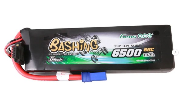 Gens Ace 3S 6500mAh 11,1V 60C G-Tech Lipo Akku mit EC5 Bashing-Serie