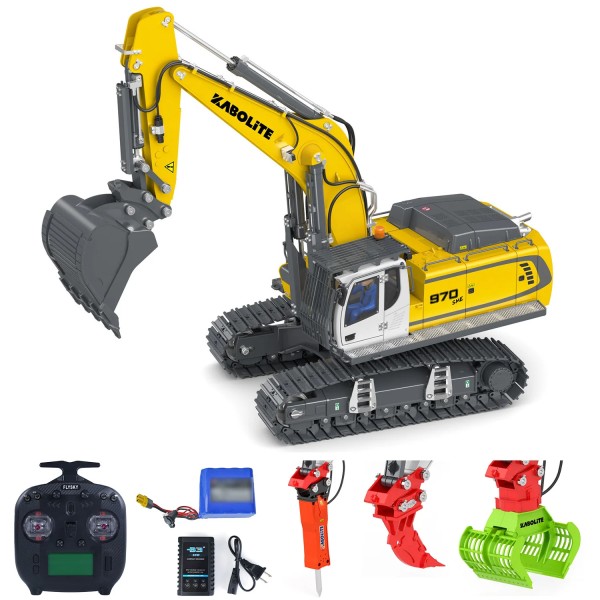 s-idee® Kabolite K962-100S Hydraulik Bagger + 3 Anbauteile Vollmetallbagger 1:18 RTR Huina K962-100S