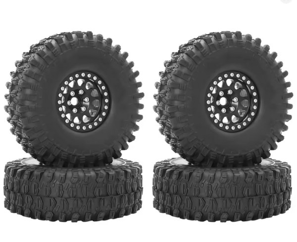 s-idee® 1.9 Reifen Rockstyre Beadlockfelgen Schwarz 4er Set TRX4 SCX10 1/10 Crawler 120x45mm 12mm H