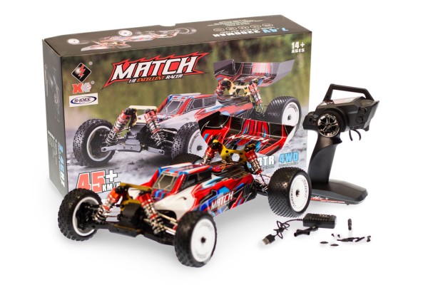 s-idee® WL 104001 rot 1:10 4WD 45 kmh schnell rc Off-Road RC Buggy ferngesteuertes Auto mit 2,4