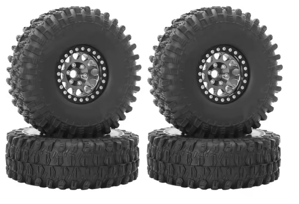 s-idee® 1.9 Reifen Rockstyre Beadlockfelgen Grau 4er Set TRX4 SCX10 1/10 Crawler 120x45mm 12mm