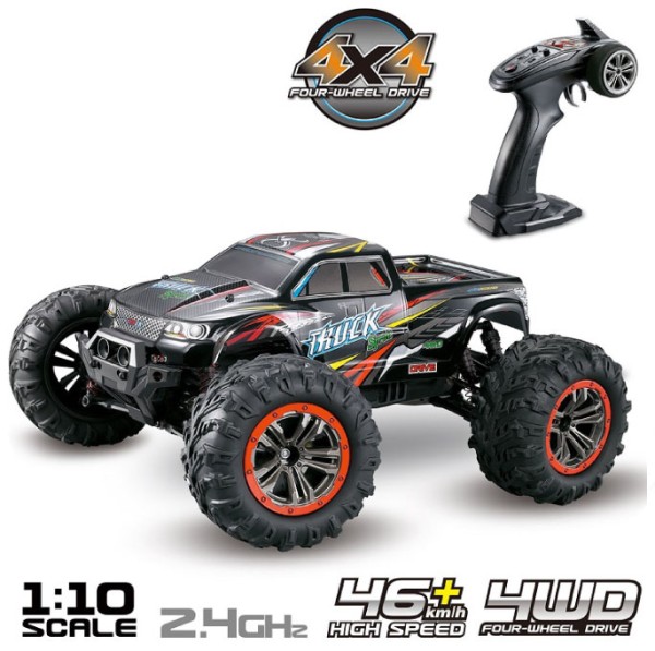 s-idee® 18173 S9125 RC Monstertruck 1:10 mit 2,4 GHz 50 km/h schnell mit zwei Motoren