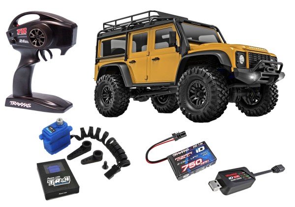 TRAXXAS TRX-4M LR Defender 4x4 tan 1/18 Crawler RTR Brushed,Inkl. PowerHD Upgradeservo!