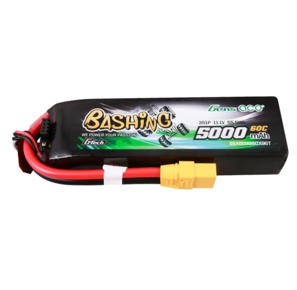Gens Ace 3S 5000mAh 11,1V 60C G-Tech Lipo Akku mit XT90 Bashing-Serie