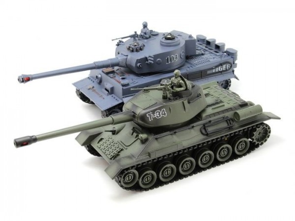 s-idee® 99824 2 x Battle Panzer 1:28 mit integriertem Infrarot Kampfsystem 2.4 Ghz RC R/C