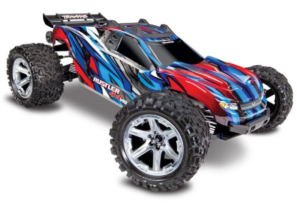 TRAXXAS Rustler 4x4 VXL blau 1/10 Stadium-Truck RTR Brushless, mit TSM, ohne Akku und Ladegerät