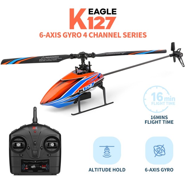 s-idee® WL K127 4 Kanal 2,4 Ghz Heli 6-Aixs Gyroskop RC ferngesteuerter Hubschrauber/Helikopter XK K127