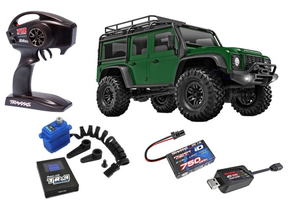 TRAXXAS TRX-4M LR Defender 4x4 grün 1/18 Crawler RTR Brushed,Inkl. PowerHD Upgradeservo! mit Akku un