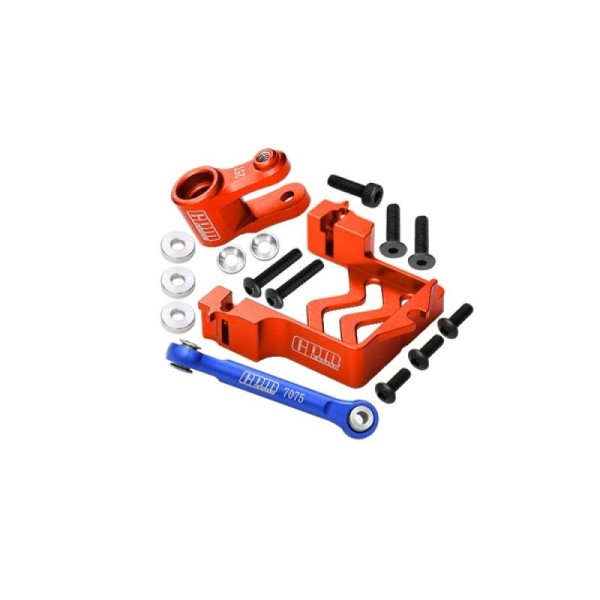 GPM Alu Servobefestigung mit Servohorn und Lenkstange Orange neue 2025 Version