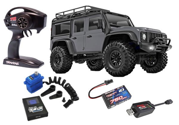 TRAXXAS TRX-4M LR Defender 4x4 silber 1/18 Crawler RTR Brushed,Inkl. PowerHD Upgradeservo! mit Akku