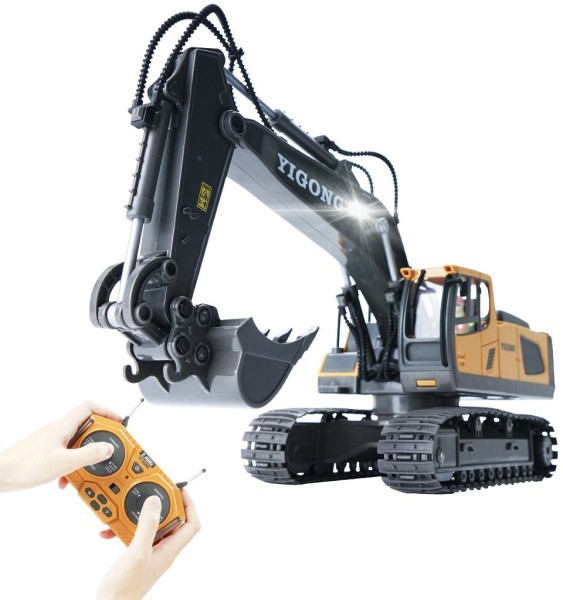s-idee® BC1037 gelb RC Bagger mit Metallbauteilen 1:20 ferngesteuertes Baustellenfahrzeug