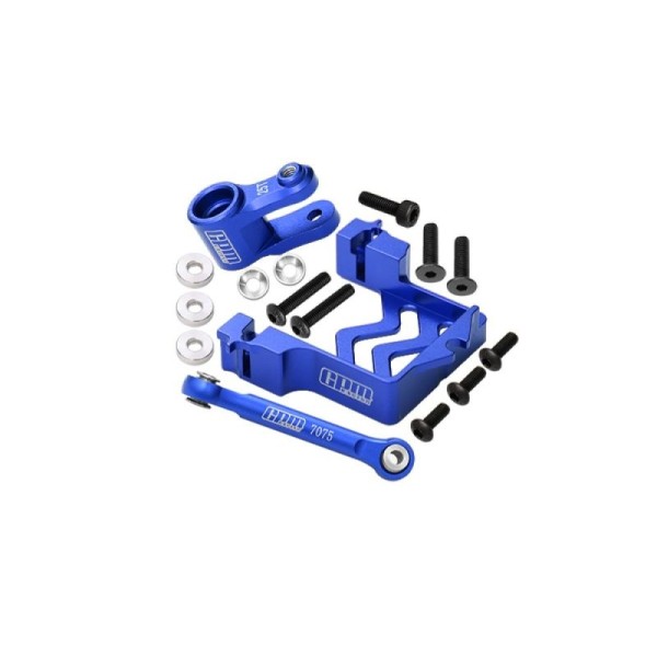 GPM Alu Servobefestigung mit Servohorn und Lenkstange blau neue 2025 Version