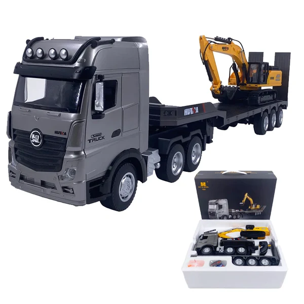 s-idee Huina 1522 RC Truck mit Flatbed-Anhänger – 1:18 Ferngesteuerter LKW für Kinder
